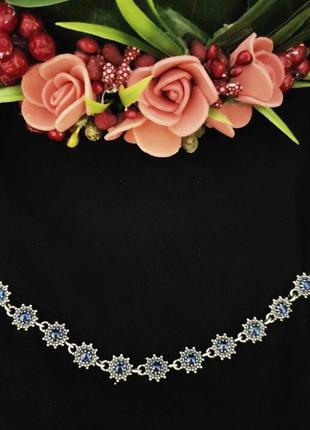 Срібне кольє, 925 проби, цирконій, фіаніт, чорніння