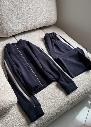 Стильный теплый костюм из тележки скоба цвета: черный, темно синий, графит