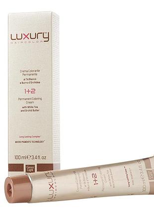 Крем-фарба для волосся green light з білим чаєм та екстрактом орхідеї luxury haircolor permanent coloring cream попелястий ash 100 мл