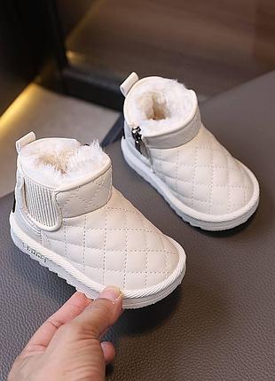 Черевики 246, р.17,18,19,20,21,22,23,24,25,26,27,28, еко-шкіра+штучне хутро, білий