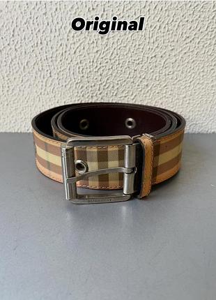 Оригинал  шкіряний ремінь burberry з прінтом 100 см довжина в ідеальному стані