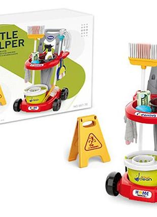 Тележка для уборки 667-70 с ведром и аксессуарами кор.44*13*34 см