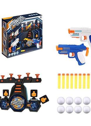 Тир 8829-c2, батарейка, 2 пистолета+10 поролон. шариков, 10 снарядов с присоской, мешков короб. 26*7,5*35,5 см