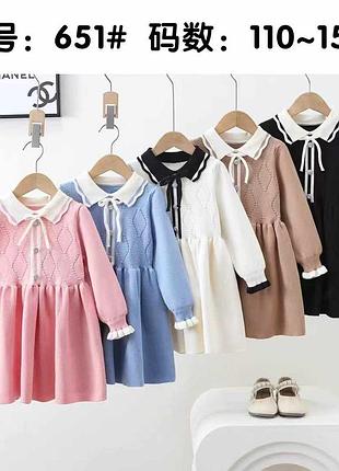 Дитяче тепле в'язане плаття для дівчинки 110-150 см 120, рожевий