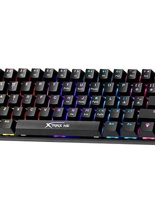 Механическая проводная клавиатура xtrike me gk-916 с rgb подсветкой на 61 клавишу red switch 60% en черная