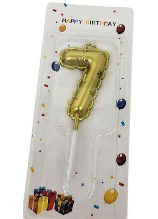 Свічка-цифра 7 золото округла арт.086 тм prc