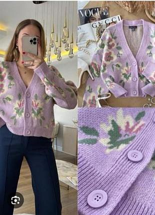 Крутой кардиган лилового цвета в цветочный принт от primark