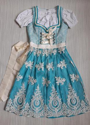 Женский дизайнерский костюм dirndl famos sissi бирюзовый размер xs-s