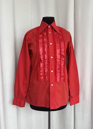 Червона готична готическая сорочка рубашка з рюшами вінтаж пірат пират дракула