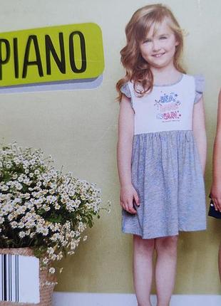 Летние сарафаны pocopiano для девочки, комплект из 2 штук, синий в горох + серый с белым, размеры 86-140