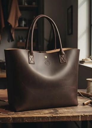 Шкіряна сумка шопер жіноча шкіряна сумка коричнева шкіряна сумка