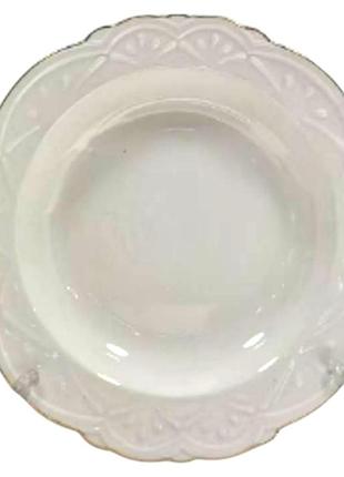 Тарілка кругла порцелянова ø22 (см) глибока супова тарілка для перших страв біла 120-yh-hg023