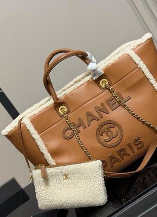 Chanel shearling shopping tote 2