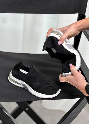 Черные текстильные кеды - мокасины