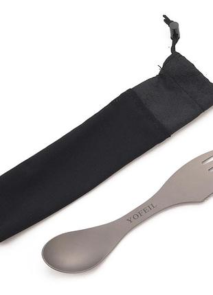 Туристична ложка - виделка з титану yofeil