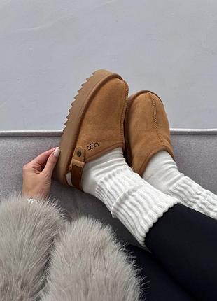 Женские угги ugg lanah clog platform chestnut premium