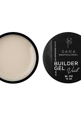 Saga professional гель для наращивания builder gel veil no09, 15 мл