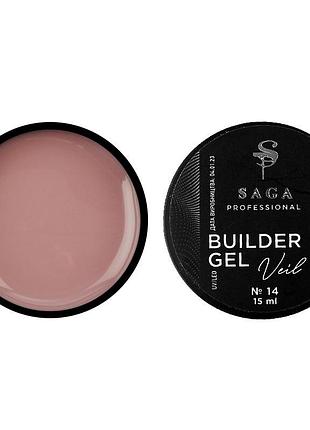 Saga professional гель для наращивания builder gel veil no14, 15 мл