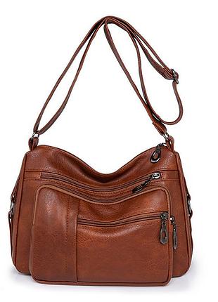 Женская сумка 1014 кросс-боди коричневая