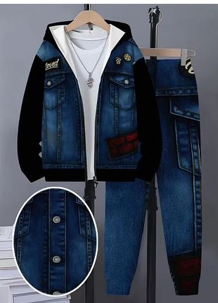 Модний та зручний комплект для хлопчиків: худі на блискавці та штани, 3d принт стильний одяг для вулиці