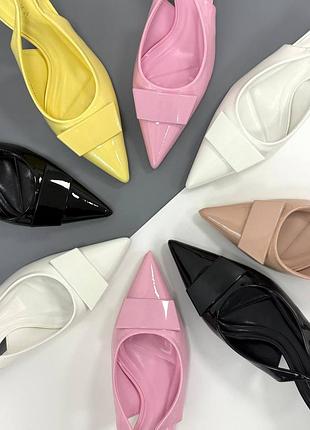 ▫️новинка в наличии▫️изящные слингбеки🤍 женские босоножки на удобном каблуке с закрытым носиком