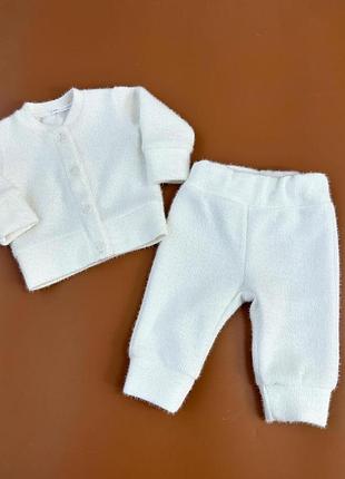 Теплый детский комплект в белом цвете 62-92 см 80