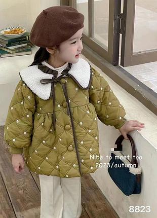 Детская демисезонная куртка пальто для девочки с сумочкой 90-130 см