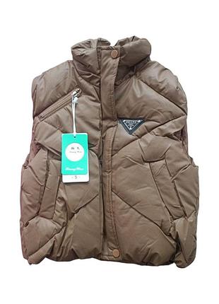Дитячий жилет весняний для дівчинки коричневий 110-140 см 120