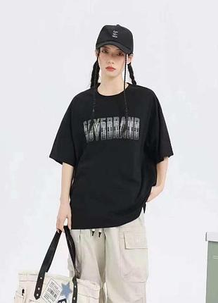 Дитяча футболка оверсайз для підлітка унісекс 150,160,170,175 см чорна 150