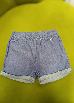 Дитячі шорти із легкої тканини для дівчинки блакитні h&m 86 см повномір 12-18 міс.