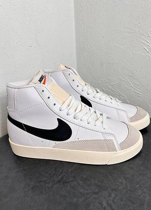 Стильные кожаные высокие кеды унисекс nike blazer high white