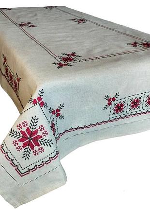 Вышитая льняная скатерть "традиционная"