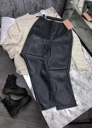 Чорні шкіряні штани слім jjxx xs 34 xl 42 / черные кожаные штаны брюки слим