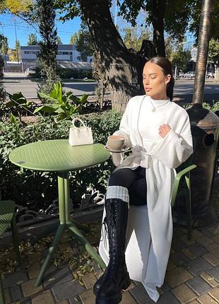 Жіночий кардиган кардіган максі з поясом вовняний теплий ангора рубчик оверсайз подовжений