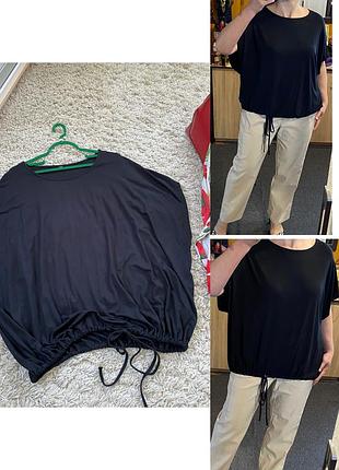 Базова чорна футболка оверсайз і на куліске,р.16-20