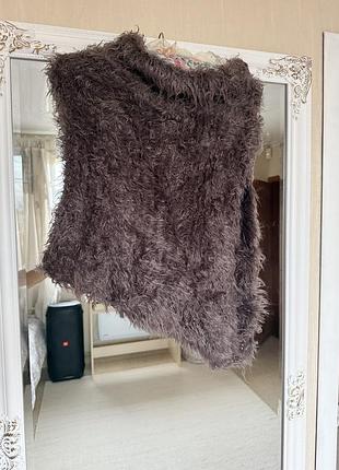 Тепла хутрова накидка травка хустка накидка кофта