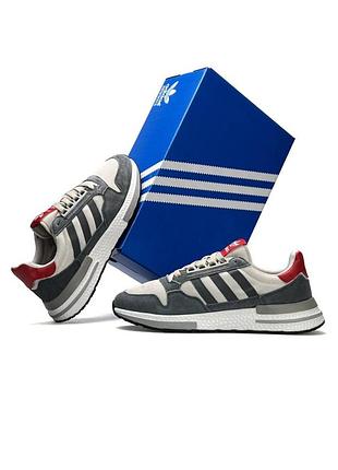Новые мужские кроссовки adidas zx 500 rm grey four scarlet