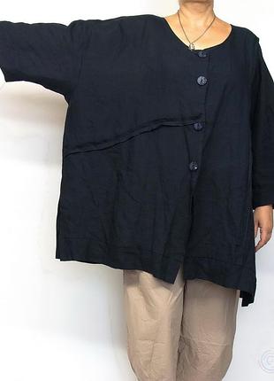 Рубашка льняная оверсайз, накидка, кардиган, akh fashion, лен.