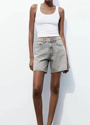 Сірі джинсові шорти zara s