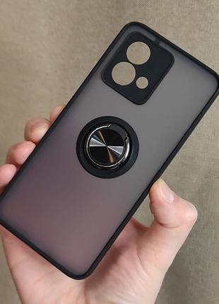 Матовий протиударний чохол для motorola g84 5g з кільцем-тримачем