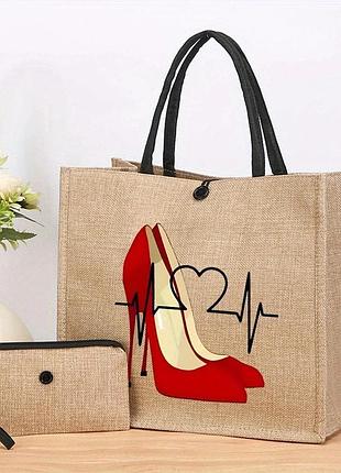 Сумка-шопер з принтом туфельками