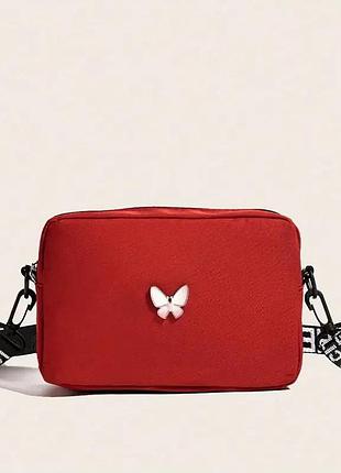 Мини-сумка кроссбоди из нейлона "бабочка". водонепроницаемая сумка через плечо на регулируемом ремне. (3 цвета червоний