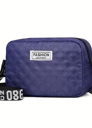 Стеганая мини-сумка кроссбоди из нейлона. водонепроницаемая сумка через плечо на широком ремне. (3 цвета). синій