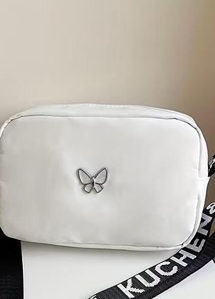 Мини-сумка кроссбоди из нейлона "бабочка". водонепроницаемая сумка через плечо на регулируемом ремне. (3 цвета білий