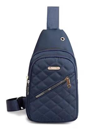 Сумка-слинг (нагрудная) женская стеганая. на одно плечо, через плечо, мини-рюкзак.