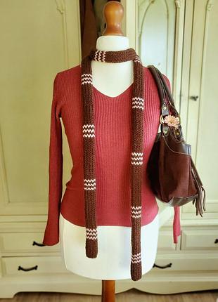 Шарф тонкий смугастий скіні шарф довгий