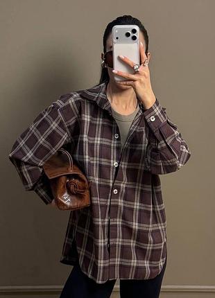 Жіноча класична фланелева сорочка рубашка у клітинку