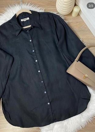 Чорна лляна сорочка рубашка ідеальний стан розмір 16