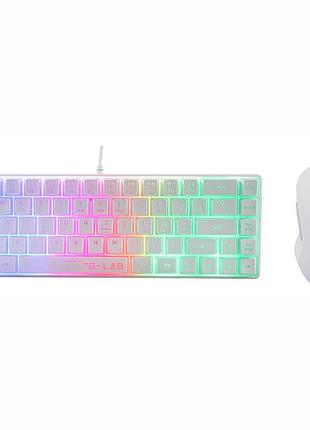 Клавиатура игровая 60 процентов белая semi механическая rgb подсветка azerty компактная мышь 6200 dpi usb для