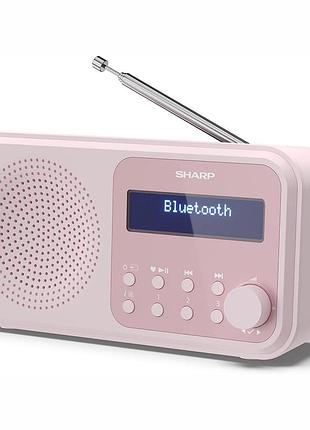 Портативное цифровое радио sharp dr p420 dab fm bluetooth 50 usb питание аккумулятор dual будильник розовое